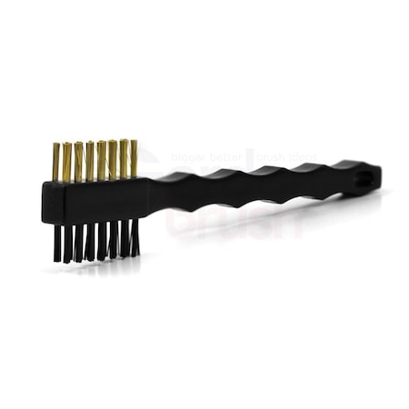Gordon Brush 3x7 Row 0.008" Brass 0.018" Nylon Bristle Double-Headed Brush 321BNG-12